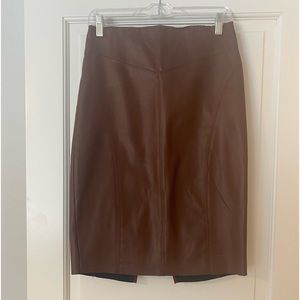 Express Cocoa Faux Leather Midi Skirt